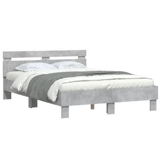 Berkfield Home Durable Bed Frame with LED without Mattress Concrete Grey 135x190 | Size: Double