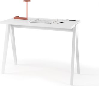 HERDASA Escritorio 629 De La Colecci&oacute;n Comp&aacute;s Blanco De Melamina Y Patas De Haya Blanco, De Herdasa