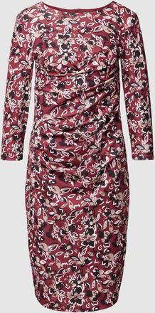 Montego Montego Knielanges Kleid mit Allover-Print in Bordeaux, Gr&ouml;&szlig;e 34