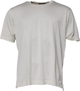 Dolce & Gabbana Zijden Crew Neck T-shirt - Heren - T-shirts - Wit - XL - Katoen - Tops