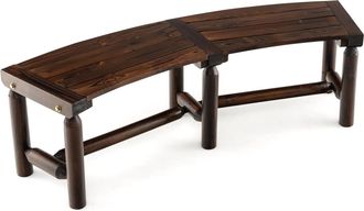 Costway Costway - Banco Jardin Exterior De 2 Plazas, Banco Madera Abeto Pino Curvo, Banco Jardin Patio Terraza Porche, Carga 325 Kg, 139 X 36 X 41 Cm