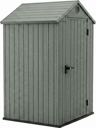 Keter Darwin 4x4 - Caseta De Jard&iacute;n 125,8x205x117 Cm Con 1 Puerta Para Almacenamiento De Herramientas Acabado Efecto Madera Evotech+ En Resina Verde