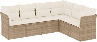vidaXL Vidaxl - Juego De Sof&aacute;s Jard&iacute;n Con Cojines 6 Pzas Rat&aacute;n Sint&eacute;tico Beige