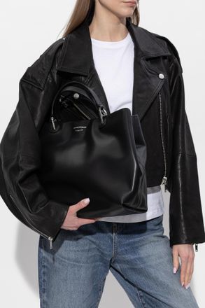 Emporio Armani Leather Shopper Bag, Womens, Black