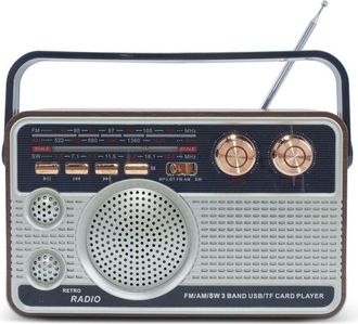 Trade Shop Trade Shop - Fm Radio Retro Altavoz Inal&aacute;mbrico Mp3 Port&aacute;til Bluetooth Usb Aux Tf Q-fm01