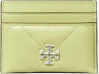 Tory Burch Kira diamond-quilted card holder - women - Nappa Leather - One Size - Green
