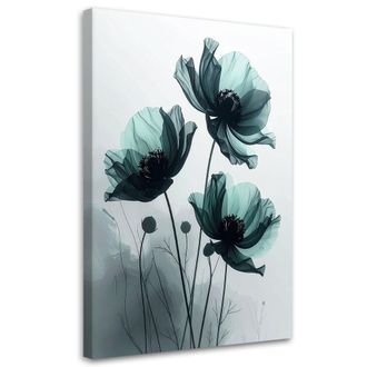 Feeby Cuadro En Lienzo Delicadas Flores Bot&aacute;nicas Verdes 80x120