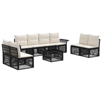 vidaXL Conjunto De Sof&aacute;s De Jard&iacute;n 9 Pcs Negro Rat&aacute;n Sint&eacute;tico Vidaxl