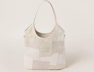 Miu Miu Ivy Leather Patchwork Bag, Woman, Chalk White
