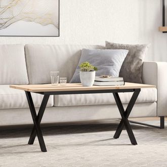 vidaXL Mesa De Centro Marco X Madera Maciza Pino Y Acero 100x50x45 Cm Vidaxl