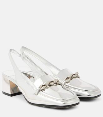Jimmy Choo London Diamond Tilda metallic leather slingback pumps
