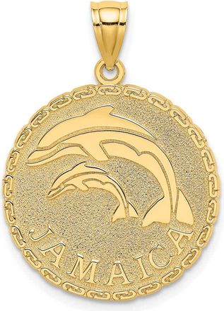 Diamond2Deal 14k Yellow Gold JAMAICA Dolphins Disk Charm