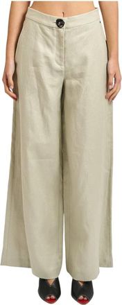 A|X Armani Exchange Wijde Pijpen Broek - Dames - Wijde Broeken - Beige - XS - Linnen - Broeken