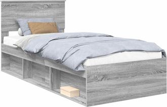 vidaXL Bed Frame Grey Sonoma 90 x 190 cm Solid Pine Wood vidaXL