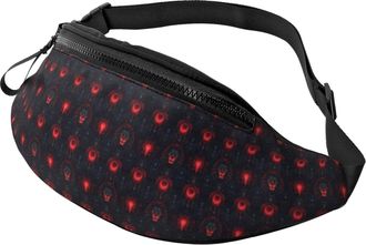 Generic Goth Red Lion Print Bum Bag Waist Packs Adjustable Fanny Pack For Ladies Running Men 14X35Cm