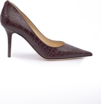 Jimmy Choo London Burgundy Croco Embossed Leather Agnes Womens Pumps