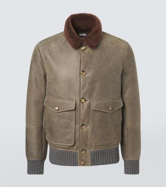 Brunello Cucinelli Shearling-lined leather blouson jacket