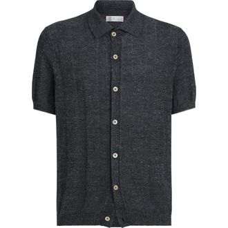 Brunello Cucinelli Knit shirt in Lignite Grey at Nordstrom, Size 50 It