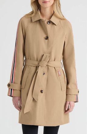 Hunter Sophia Sleeve Stripe Trench Coat in British Tan at Nordstrom, Size X-Large