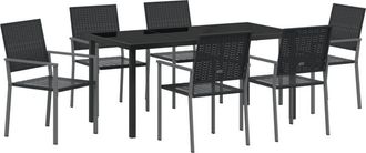vidaXL Conjunto De Comedor De Jard&iacute;n 7 Pcs Negro Polirat&aacute;n Vidaxl