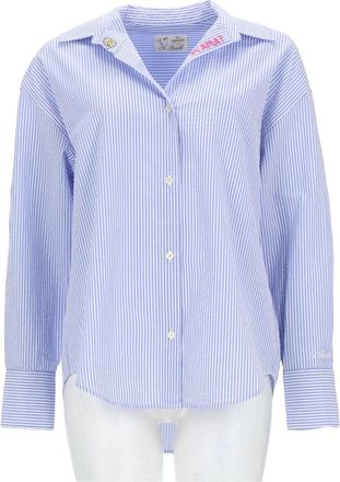 MC2 Saint Barth Blue Striped Cotton Embroidered Shirt