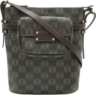 Loewe Pre-owned Anagram PVC Leather Shoulder Bag - Dames - Vintage Schoudertas - Bruin - ONE Size - Leer - Vintage