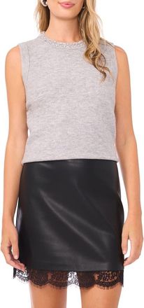 Vince Camuto Rhinestone Embellished Sweater Vest in Light Heather Grey at Nordstrom, Size X-Large