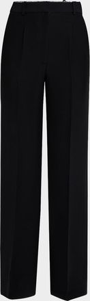 Adam Lippes Pleated Straight-Leg Silk-Wool Trousers