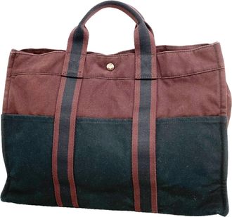Herm&egrave;s Black Bordeaux Canvas Tote Bag (Pre-Owned)