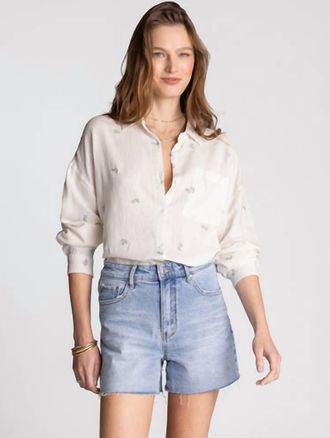Thread & Supply Yesenia Button Down Shirt In Ivory Blue Floral