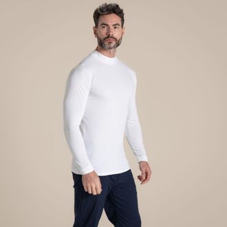 Craghoppers Heren Mock Neck Langsleeve Golfshirt (Wit)