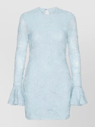Rotate mini dress mesh ruffles floral texture