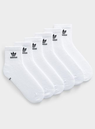 adidas Womens Black-logo white athletic ankle socks 6-pack