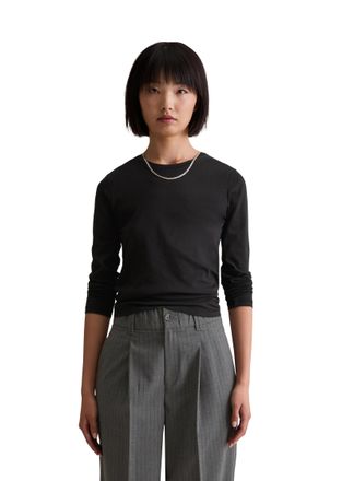 Marc O'Polo Denim Longsleeve MARC OPOLO DENIM slim fit aus softem Bio-Baumwoll-Mix, Damen, Gr. XL, schwarz, Jersey, Obermaterial: 100% Baumwolle, unifarben, slim fit no