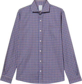 Brooks Brothers Overhemden, Heren, Blauw, 2Xl, Katoen, Slim Fit Geruite Katoenen Flanellen Overhemd met Spreidkraag