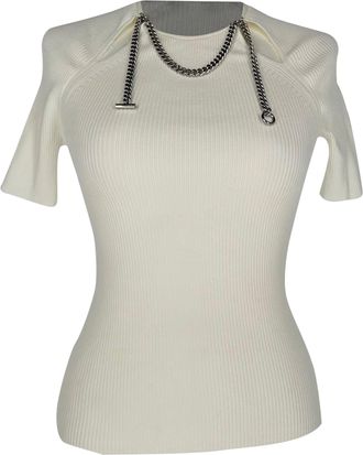 Alexander Wang Chain-Embellished Knitted Top in White Viscose