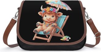 Generic Cute Highland Cow Beach Small Womens Crossbody Bags Shoulder Handbag with Adjustable Strap for Travel