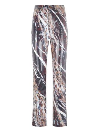 Roberto Cavalli marble-print skinny trousers - women - Cotton/Elastane/Polyester/Cotton - 38 - Purple