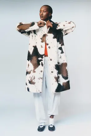 Bernardo Animal Print Faux Fur Coat Jacket