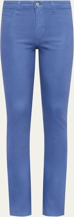 L'agence Ruth High-Rise Coated Straight Raw Hem Jeans