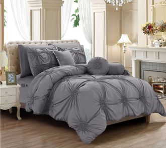 Elegant Comfort 10-pc Sunflower Comforter Set - Includes 6-pc Sheet Set With Sided Storage Pockets