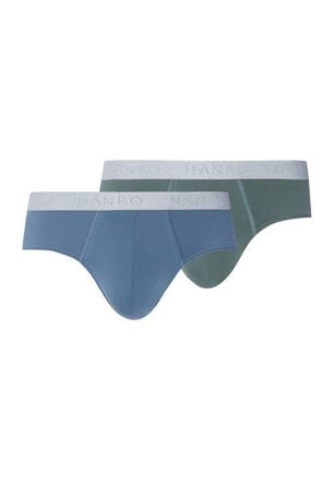 Hanro Cotton Essentials 2-Pack Cotton Briefs in Studio Green /Retro Blue at Nordstrom, Size Xx-Large