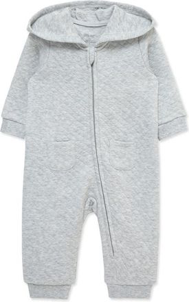 Little Me Quilted Hooded Romper in Heather Gray at Nordstrom, Size 12M