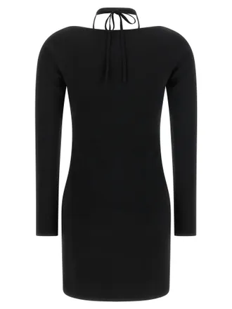 Elisabetta Franchi Gold-Zip Knit Dress - Black
