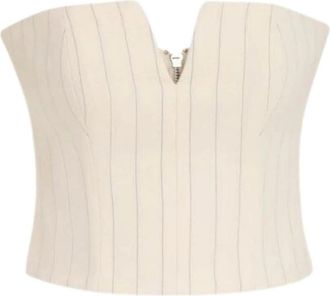 Zimmermann Gestreept wollen bustiertop - Dames - Tops zonder mouwen - Wit - S - Wol - Tops