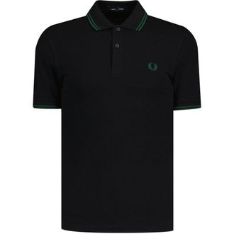 Fred Perry Herenpoloshirt met dubbele kraag (Zwart, Zwart)