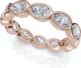 Pompeii3 2Ct Pear Shape Bezel Diamond Eternity Wedding Ring 14k Gold Lab Grown