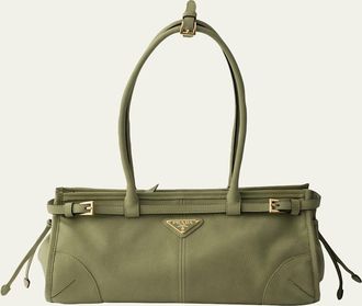 Prada Bonnie Belted Nubuck Leather Shoulder Bag