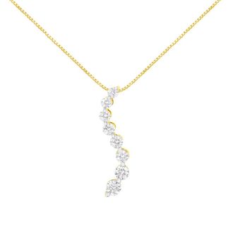 House of Brilliance AGS Certified 14K Yellow Gold 3.0 cttw Baguette and Brilliant Round-Cut Diamond Journey 18 Pendant Necklace (F-G Color, I1-I2 Clarity)