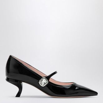 Roger Vivier Zwarte Leren Mary Jane Virgule Decolletes